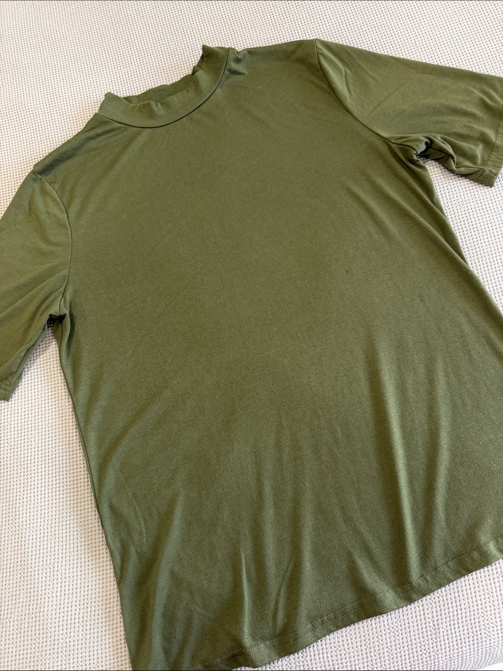 Women's Olive Green Short-Sleeve Mock Neck Tee